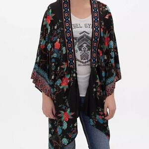 Flying Tomato Black Floral Kimono Top